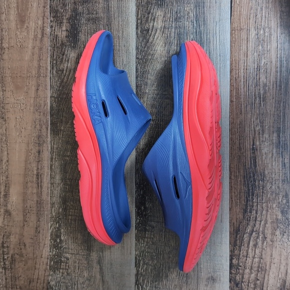 Hoka Ora Recovery Slide 3 Bellwhether Blue - Red Alert Size 12.0 - Picture 4 of 10